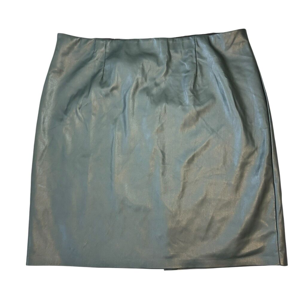 Eloquii Skirt Womens Size 24 Dark Green Pencil Faux Leather